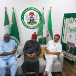 Senator Samuel Anyanwu(1st right),Hon Ikenga Ugochinyere(Middle),and Hon Jones Onyeriri when the duo visited Ideato Reps member,yesterday.