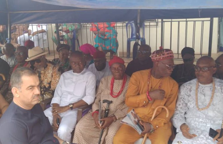 Engr Tony Chukwu(wearing white clothes) and other leaders during burial ceremony of Eze Ohanwe's elder brother,over the weekend.