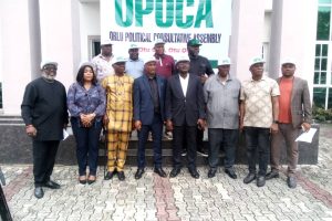 OPOCA members,shortly after press briefing,held in Owerri, yesterday.