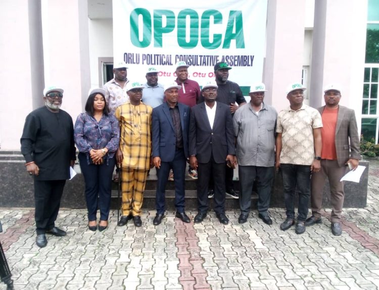 OPOCA members,shortly after press briefing,held in Owerri, yesterday.