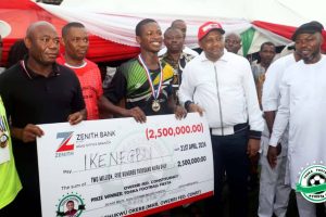 Event marking the end of TOSKA football Fiesta where Ikenegbu team was being presented with Price as winner,held over the weekend.