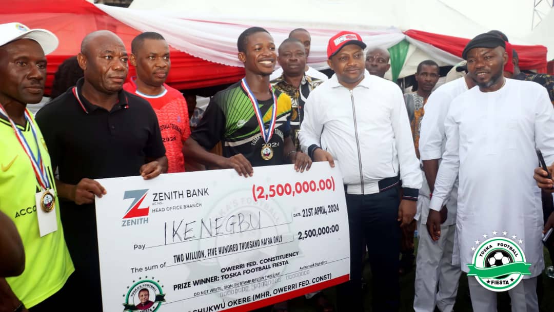 Event marking the end of TOSKA football Fiesta where Ikenegbu team was being presented with Price as winner,held over the weekend.